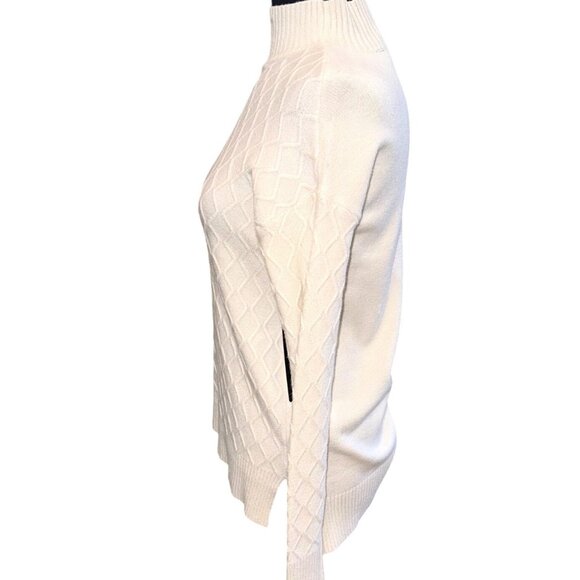 NWT Cyrus Soft Cream Cable Knit Turtleneck Sweater XS Classic Careerwear Money - Picture 3 of 12